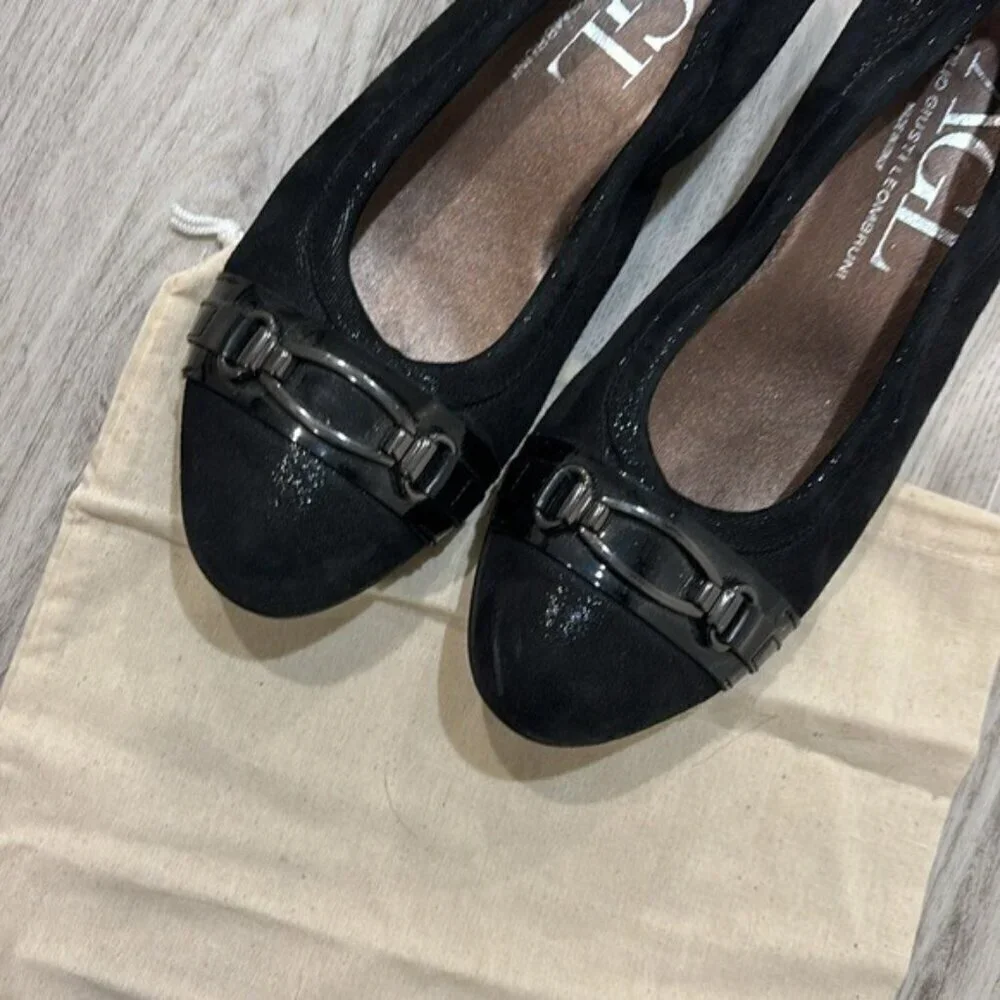 Attilio Giusti Leombruni Black Wedge Shoes with Suede Upper 9.5 EU 39.50